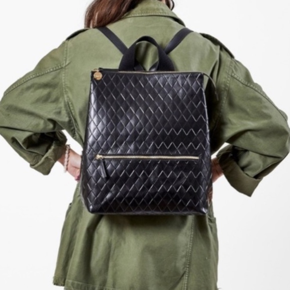 Clare V Diamond Black Leather Remi Backpack